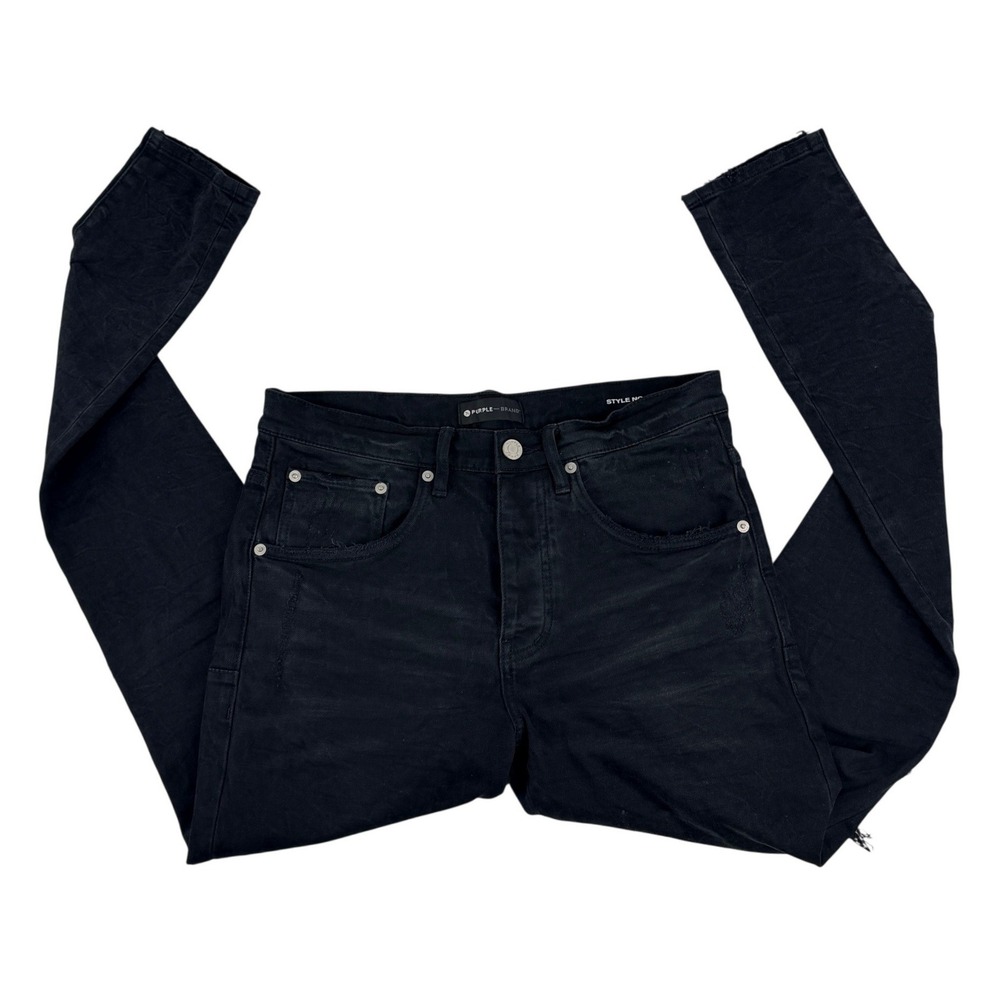 Purple Brand P002 Slim Black Wash Blowout Distressed Jeans Mens 30 Streetwear